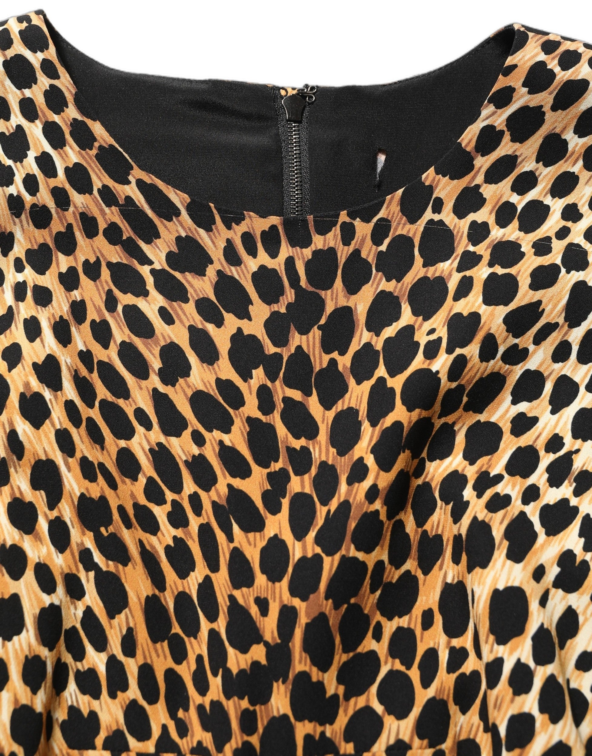 Dolce & Gabbana Dolce & Gabbana Brown Leopard Print Silk Sheath Midi Women's Dress