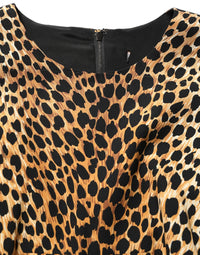 Dolce & Gabbana Dolce & Gabbana Brown Leopard Print Silk Sheath Midi Women's Dress