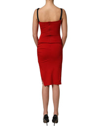 Dolce & Gabbana Red Stretch Bodycon Sheath Knee Length Women's Dress