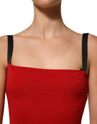 Dolce & Gabbana Red Stretch Bodycon Sheath Knee Length Women's Dress