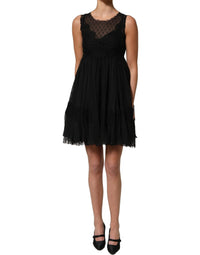 Dolce & Gabbana Dolce & Gabbana Black Lace Trim Sleeveless A-line Mini Women's Dress