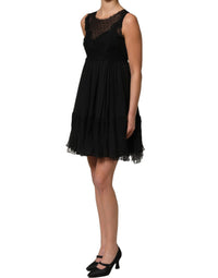 Dolce & Gabbana Dolce & Gabbana Black Lace Trim Sleeveless A-line Mini Women's Dress