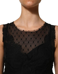 Dolce & Gabbana Dolce & Gabbana Black Lace Trim Sleeveless A-line Mini Women's Dress