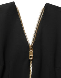 Dolce & Gabbana Dolce & Gabbana Black Long Sleeves Front Zipper Midi Women's Dress