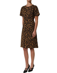 Dolce & Gabbana Dolce & Gabbana Brown LeopardPrint Flared A-line Mini Women's Dress