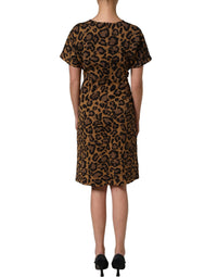 Dolce & Gabbana Dolce & Gabbana Brown LeopardPrint Flared A-line Mini Women's Dress