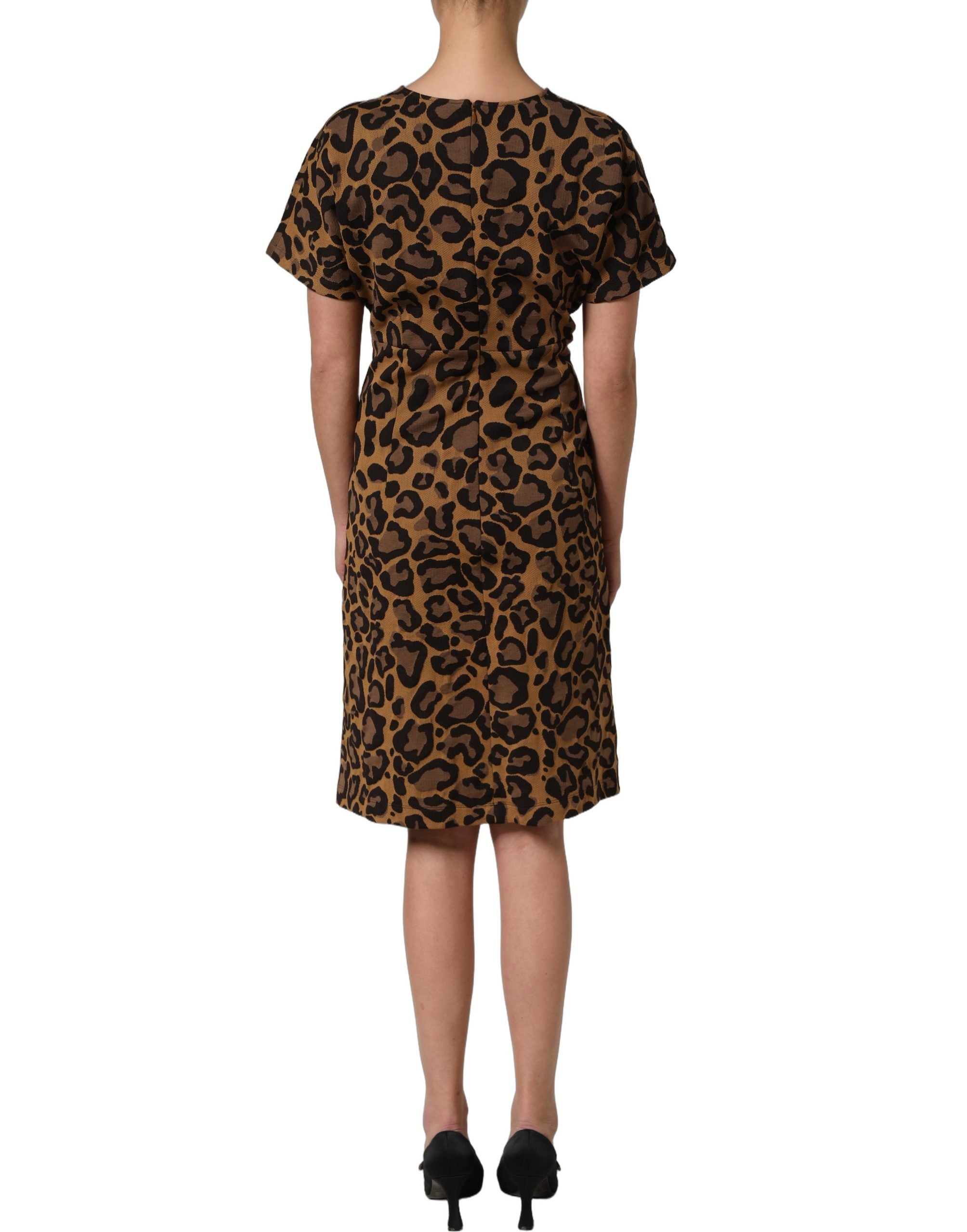 Dolce & Gabbana Dolce & Gabbana Brown LeopardPrint Flared A-line Mini Women's Dress