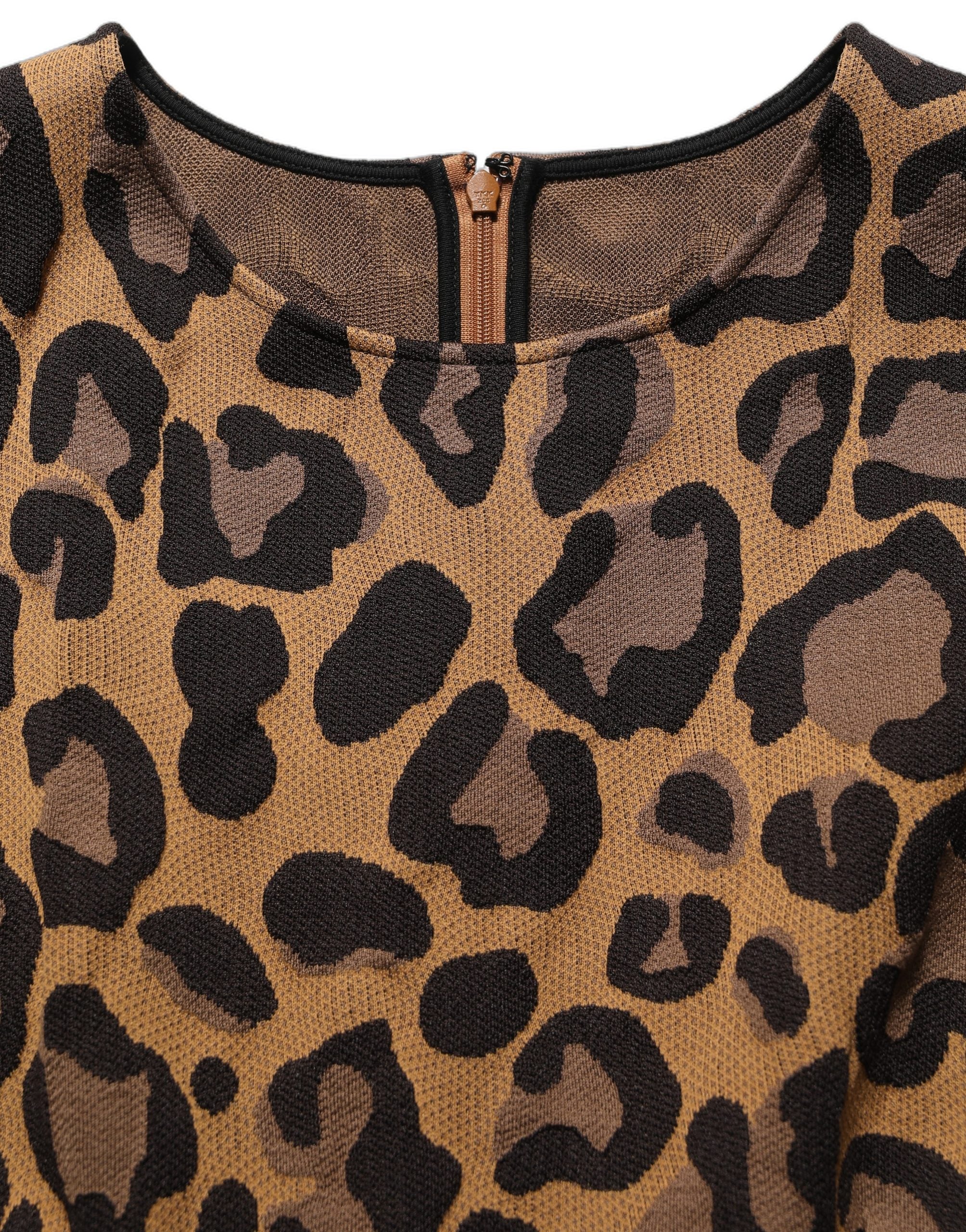 Dolce & Gabbana Dolce & Gabbana Brown LeopardPrint Flared A-line Mini Women's Dress