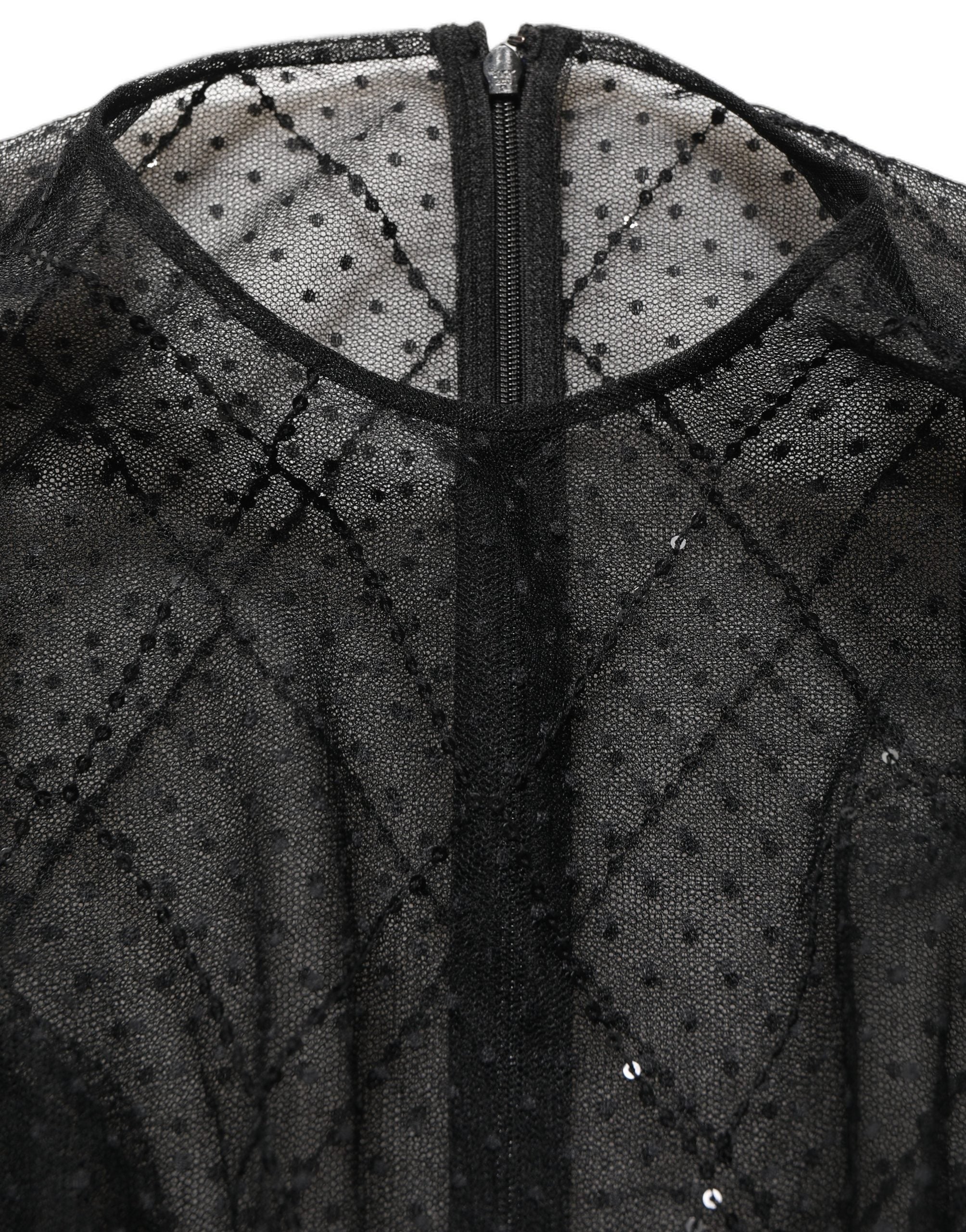 Dolce & Gabbana Dolce & Gabbana Black Mesh Lace Long Sleeved Maxi Gown Women's Dress
