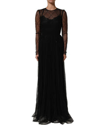 Dolce & Gabbana Dolce & Gabbana Black Mesh Lace Long Sleeved Maxi Gown Women's Dress