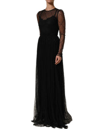 Dolce & Gabbana Dolce & Gabbana Black Mesh Lace Long Sleeved Maxi Gown Women's Dress