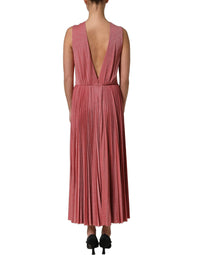 Dolce & Gabbana Coral Pink Pleated Sleeveless Max Women's Dress