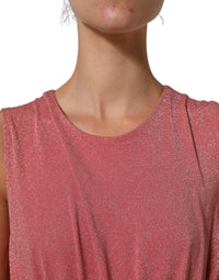 Dolce & Gabbana Coral Pink Pleated Sleeveless Max Women's Dress
