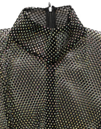 Dolce & Gabbana Dolce & Gabbana Black Rhinestone Mesh Turtleneck Maxi Women's Dress