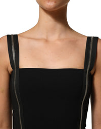Dolce & Gabbana Dolce & Gabbana Black Sleeveless Front Zipper Midi Women's Dress