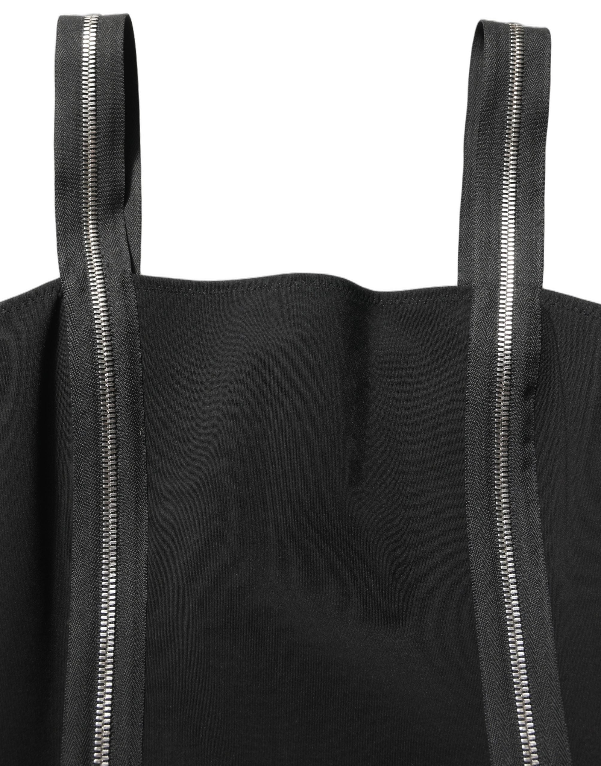 Dolce & Gabbana Dolce & Gabbana Black Sleeveless Front Zipper Midi Women's Dress