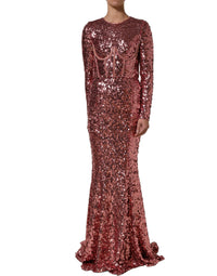 Dolce & Gabbana Dolce & Gabbana Pink Long Sequined Corset Detailing Gown Women's Dress
