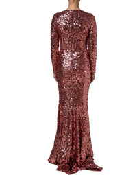 Dolce & Gabbana Dolce & Gabbana Pink Long Sequined Corset Detailing Gown Women's Dress