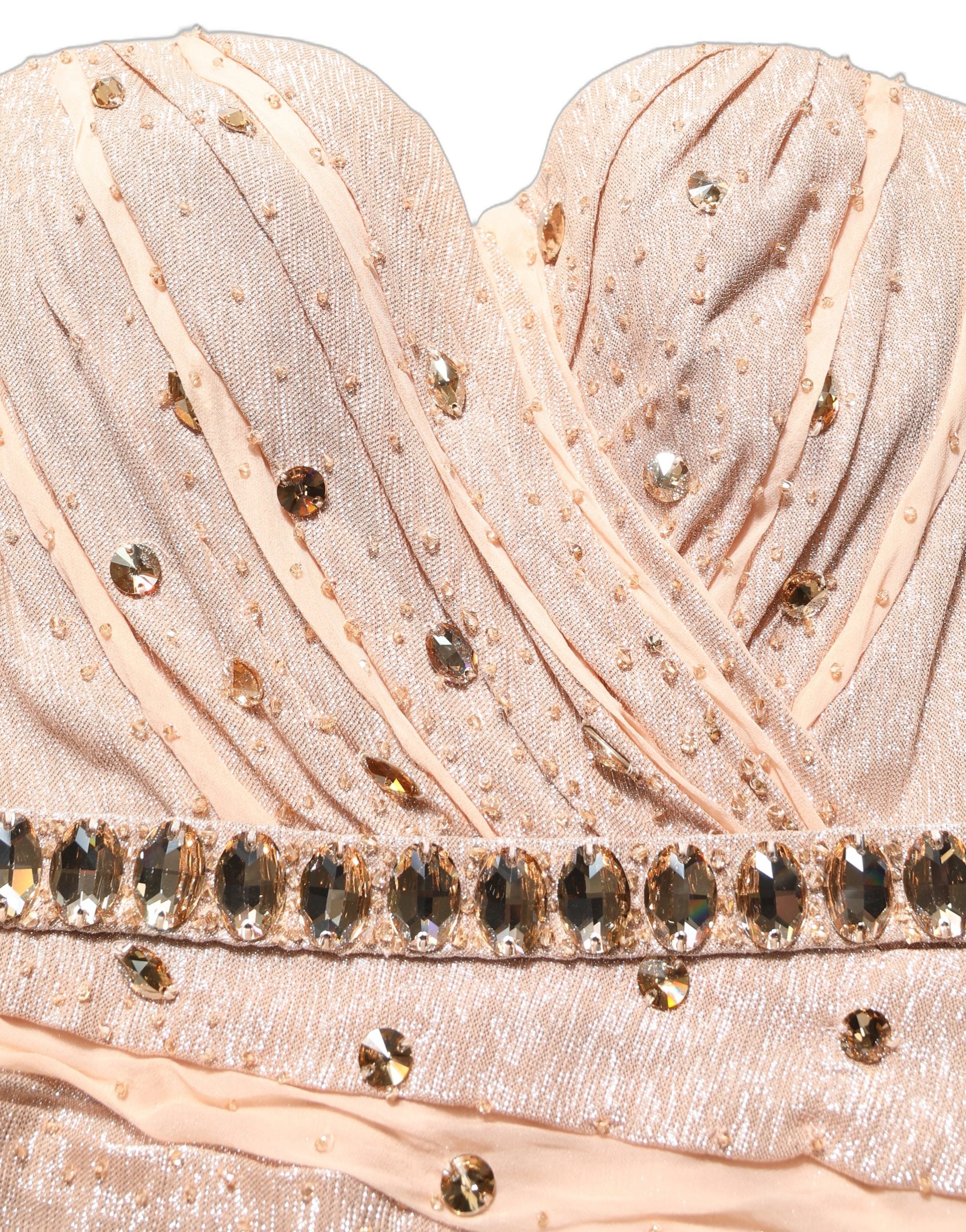 Dolce & Gabbana Dolce & Gabbana Nude Embellished Strapless Evening Gown Women's Dress