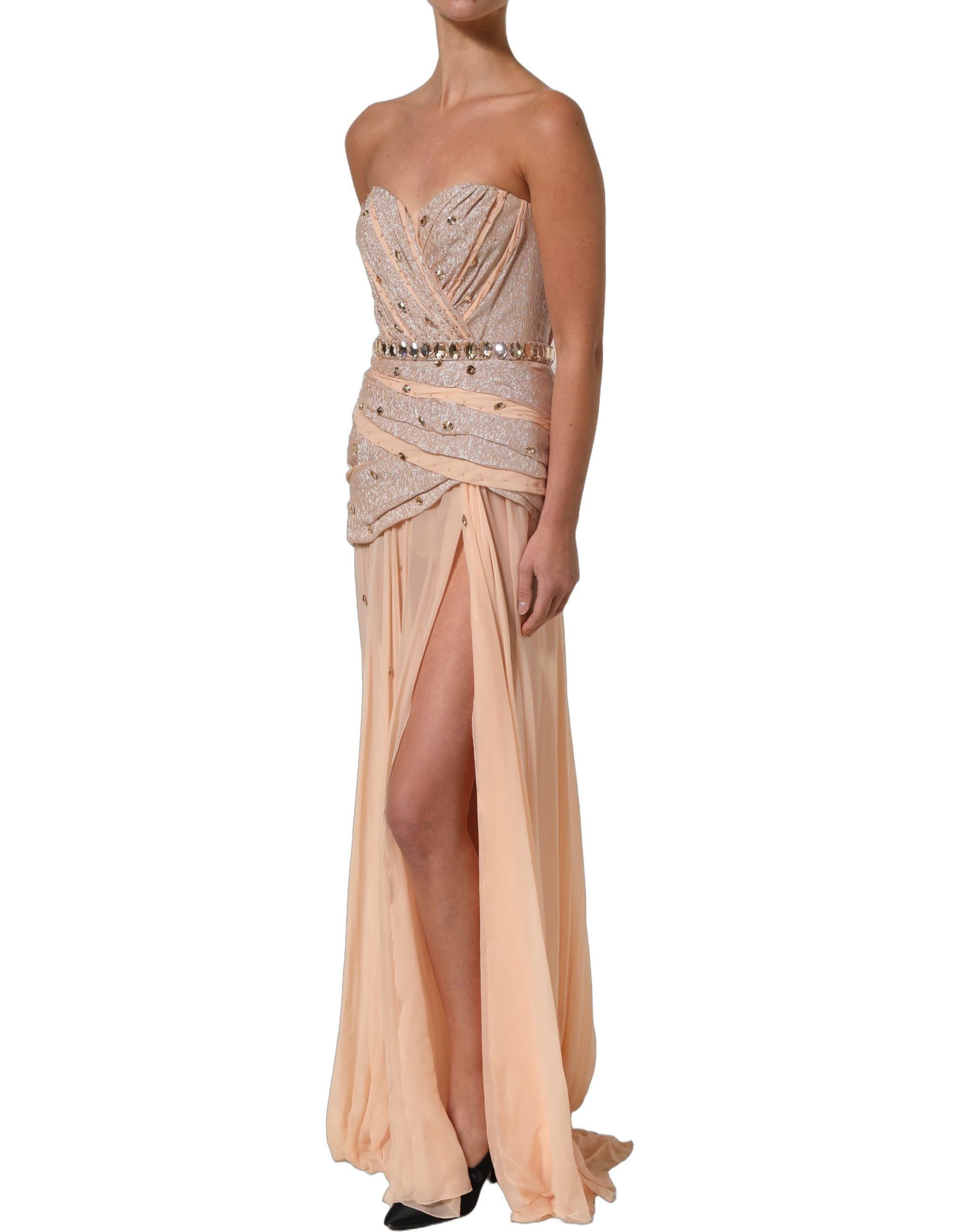 Dolce & Gabbana Dolce & Gabbana Nude Embellished Strapless Evening Gown Women's Dress