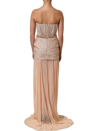 Dolce & Gabbana Dolce & Gabbana Nude Embellished Strapless Evening Gown Women's Dress