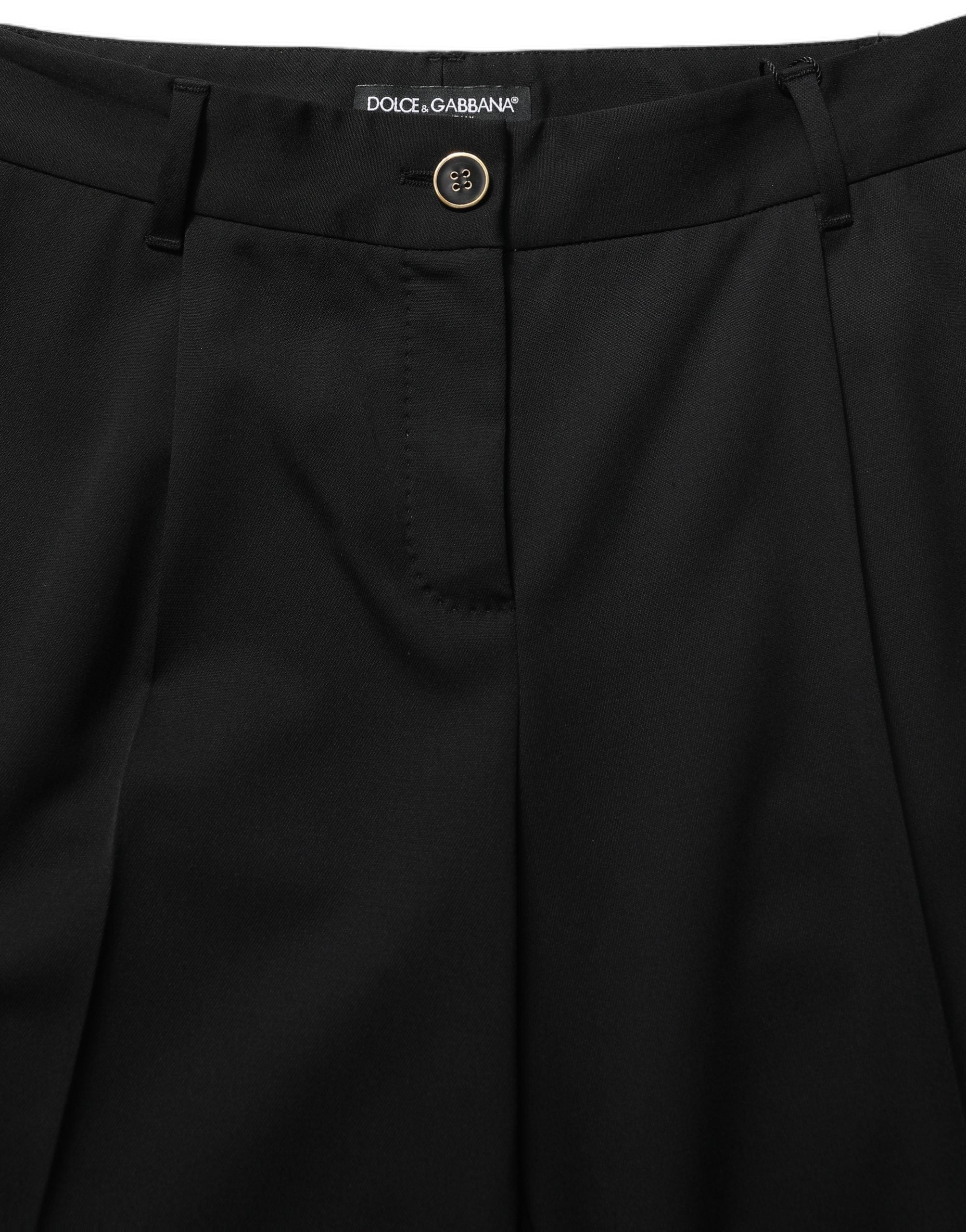 Dolce & Gabbana Dolce & Gabbana Black High Waist Straight Dress Trouser Women's Pants