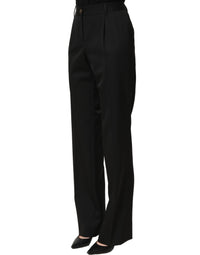 Dolce & Gabbana Dolce & Gabbana Black High Waist Straight Dress Trouser Women's Pants