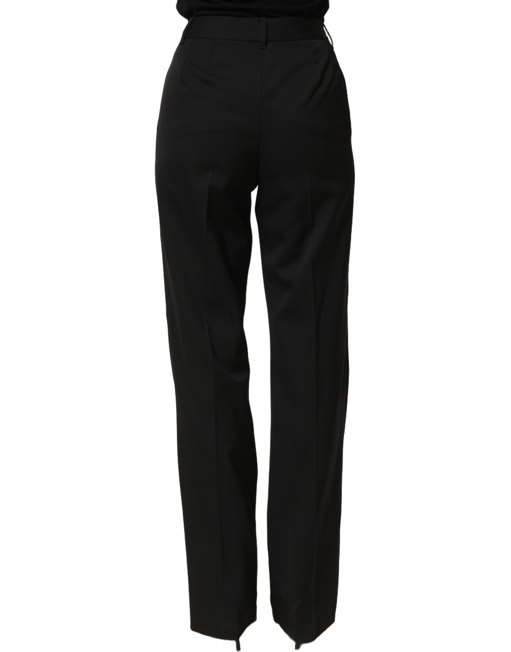 Dolce & Gabbana Dolce & Gabbana Black High Waist Straight Dress Trouser Women's Pants