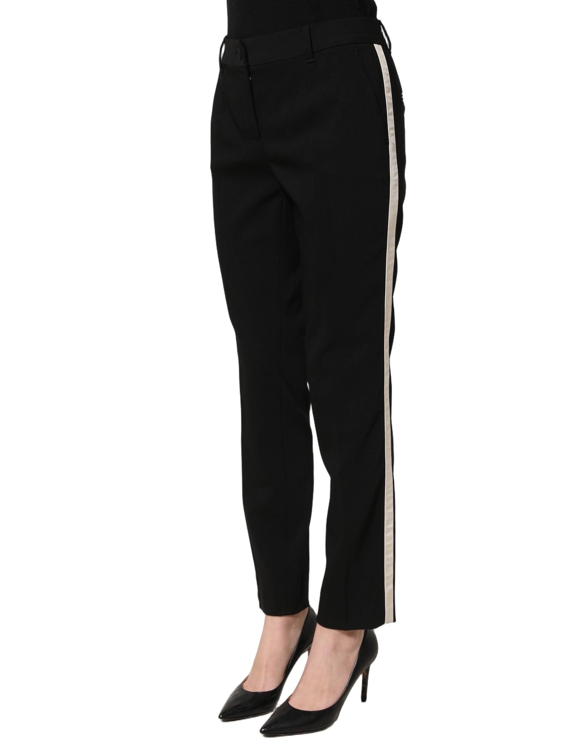 Dolce & Gabbana Dolce & Gabbana Black HighWaist Straight Dress Trouser Women's Pants