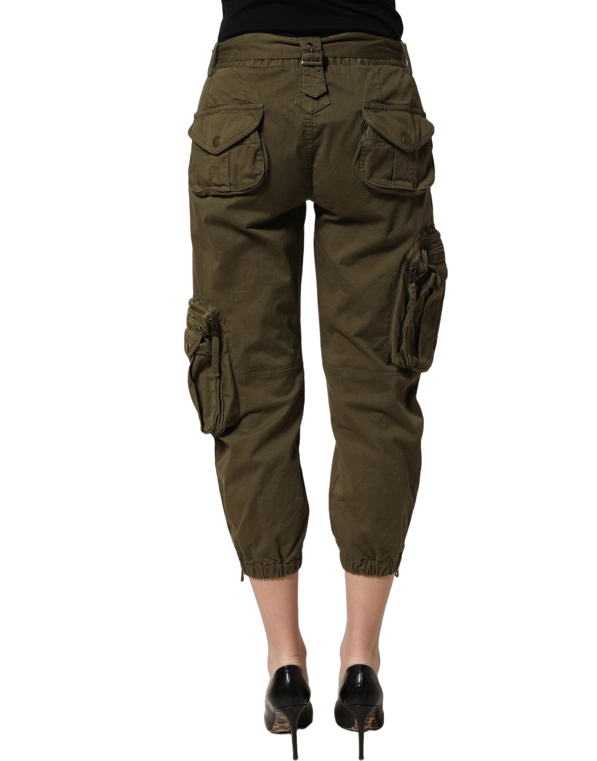 Dolce & Gabbana Dolce & Gabbana Olive Green High Waist Cargo Trouser Women's Pants