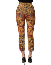 Dolce & Gabbana Dolce & Gabbana Multicolor Mosaic Print Crepe Cropped Trouser Women's Pants