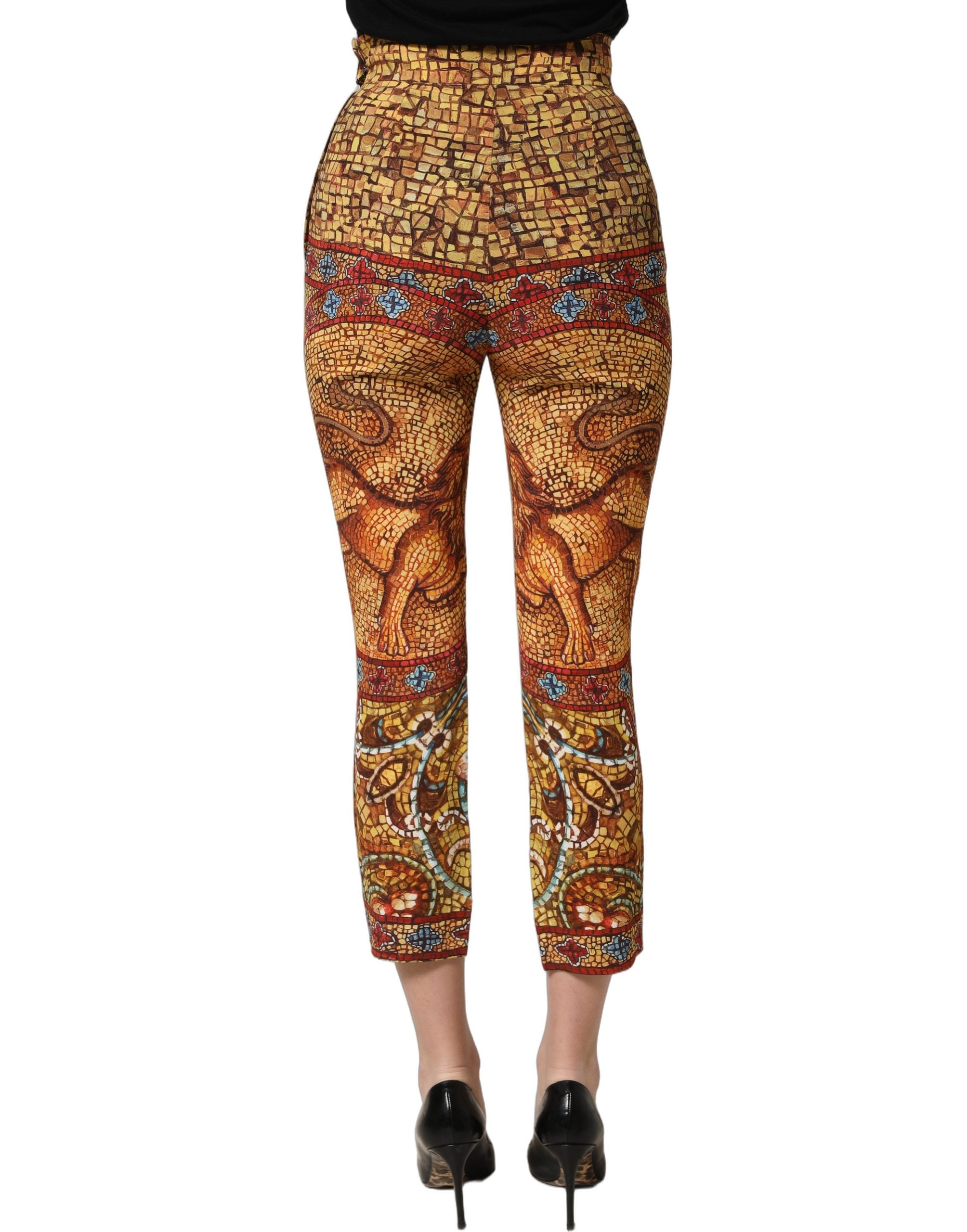 Dolce & Gabbana Dolce & Gabbana Multicolor Mosaic Print Crepe Cropped Trouser Women's Pants