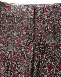 Dolce & Gabbana Dolce & Gabbana Burgundy Grey Floral Jacquard Straight Women's Pants