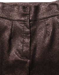 Dolce & Gabbana Dolce & Gabbana Metallic Brown High Waist Tapered Leg Women's Pants