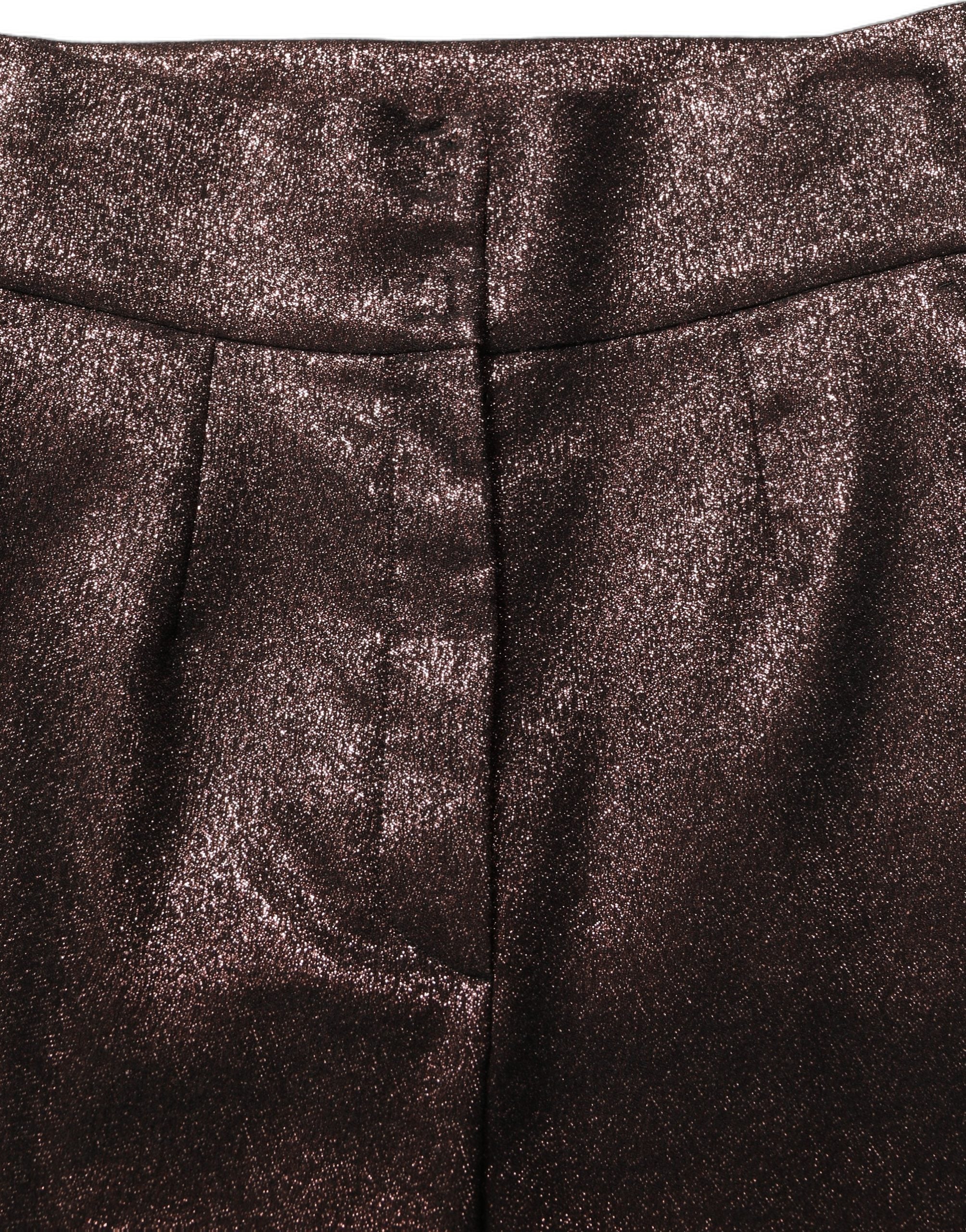 Dolce & Gabbana Dolce & Gabbana Metallic Brown High Waist Tapered Leg Women's Pants