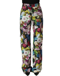 Dolce & Gabbana Dolce & Gabbana Multicolor Floral High Waist Wide Leg Women's Pants