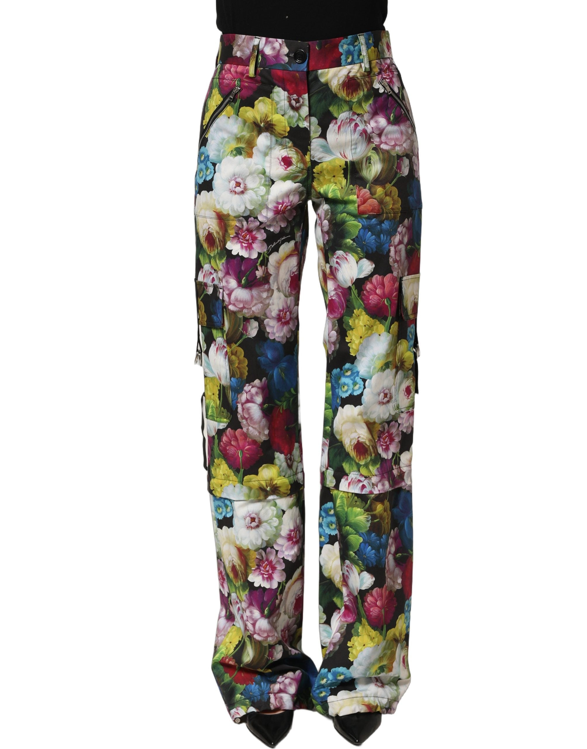 Dolce & Gabbana Dolce & Gabbana Multicolor Floral High Waist Wide Leg Women's Pants