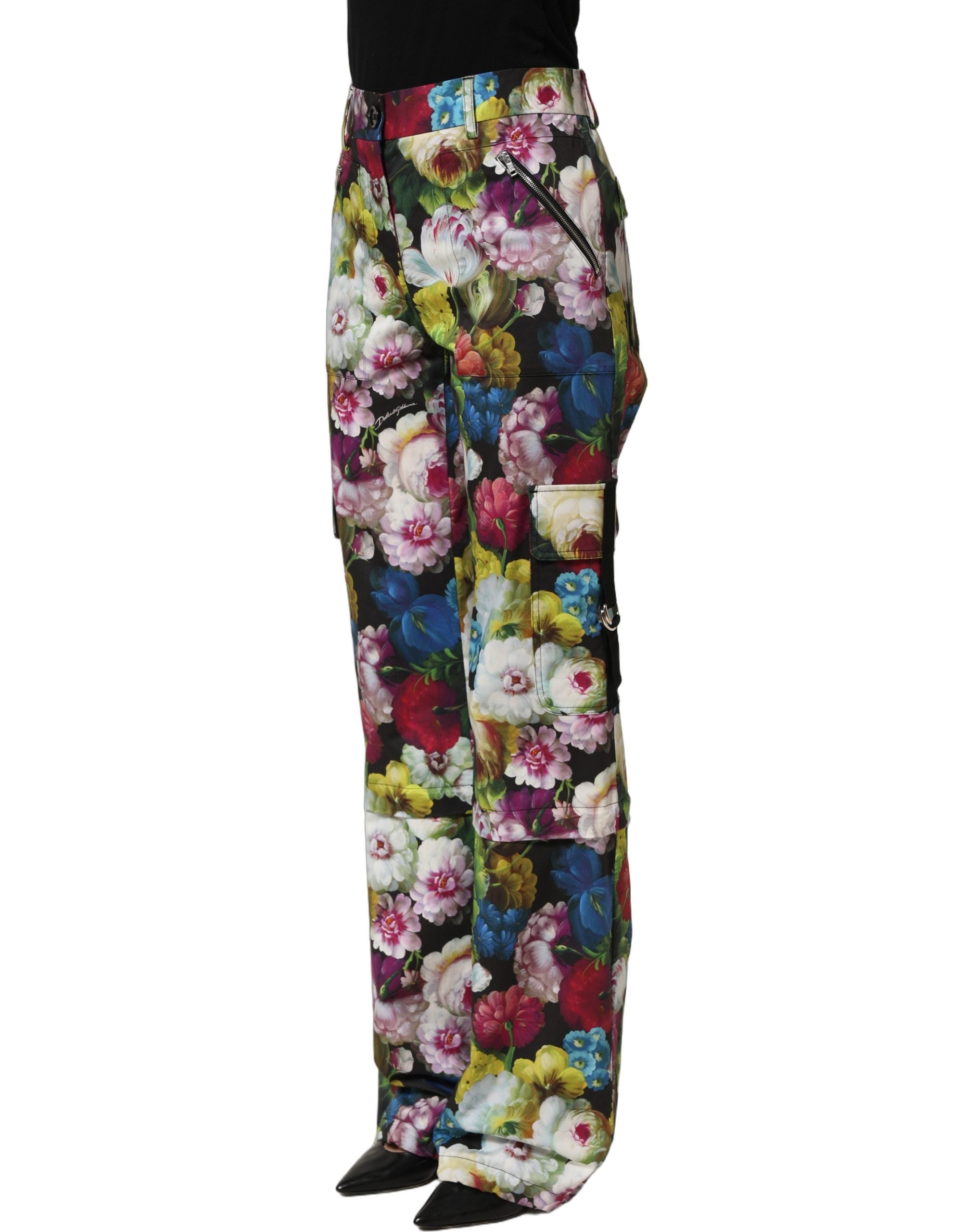 Dolce & Gabbana Dolce & Gabbana Multicolor Floral High Waist Wide Leg Women's Pants