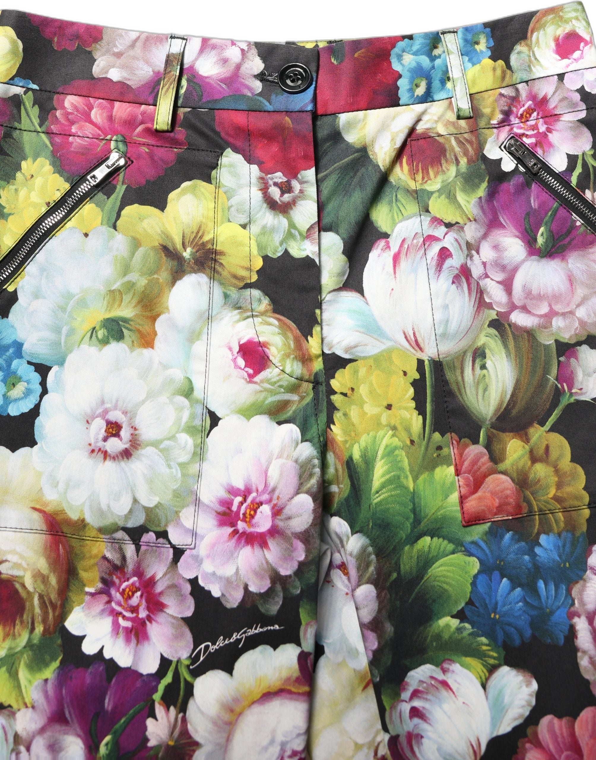 Dolce & Gabbana Dolce & Gabbana Multicolor Floral High Waist Wide Leg Women's Pants