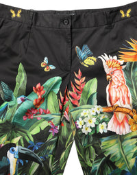 Dolce & Gabbana Dolce & Gabbana Black Tropical Print Cotton HighWaist Women's Pants