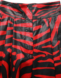 Dolce & Gabbana Dolce & Gabbana Red Black Zebra Print Cotton HighWaist Women's Pants