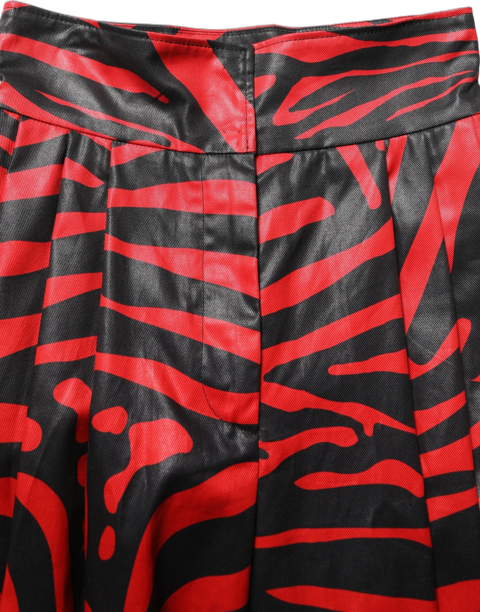 Dolce & Gabbana Dolce & Gabbana Red Black Zebra Print Cotton HighWaist Women's Pants