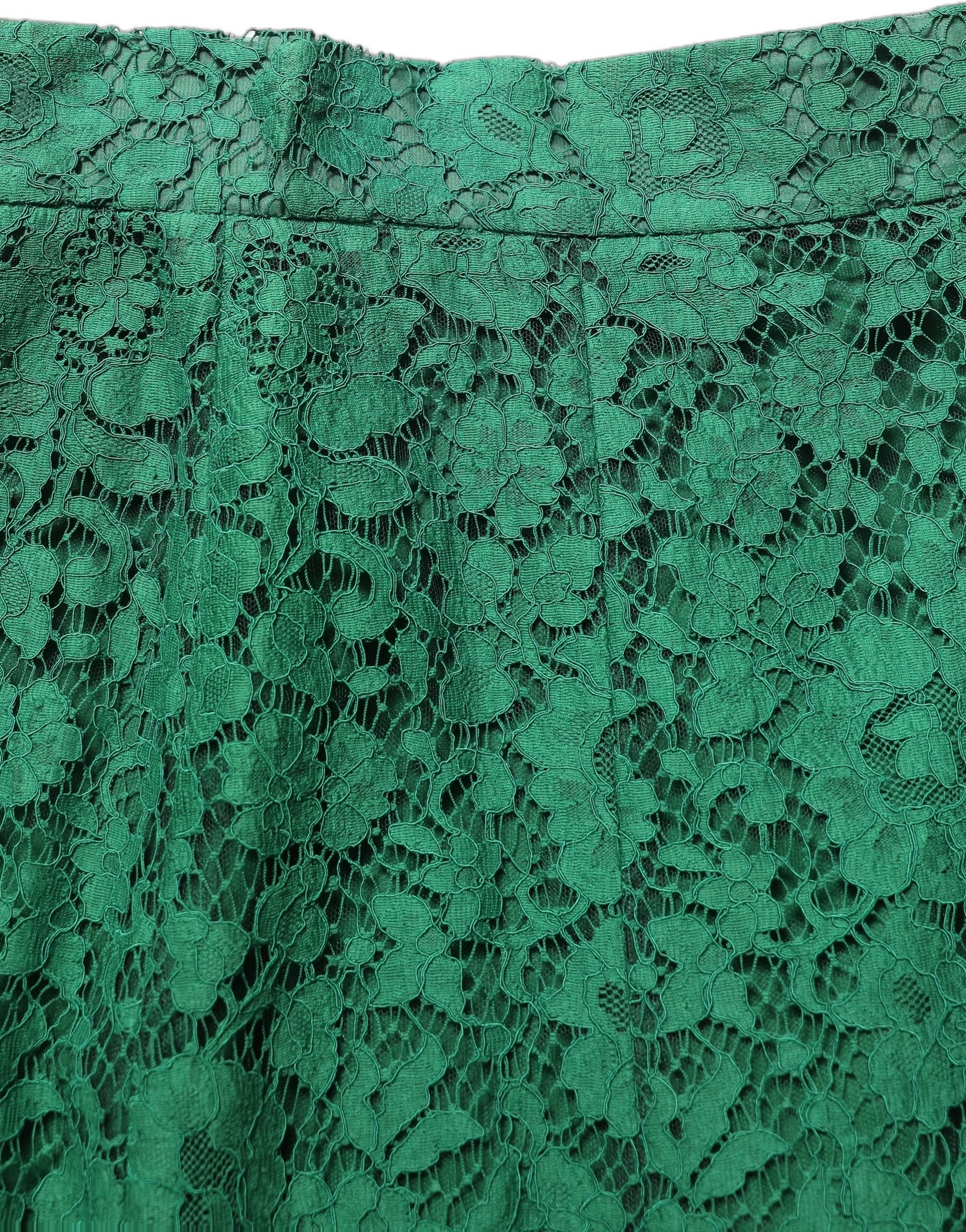 Dolce & Gabbana Dolce & Gabbana Green Lace High Waist Mermaid Midi Women's Skirt