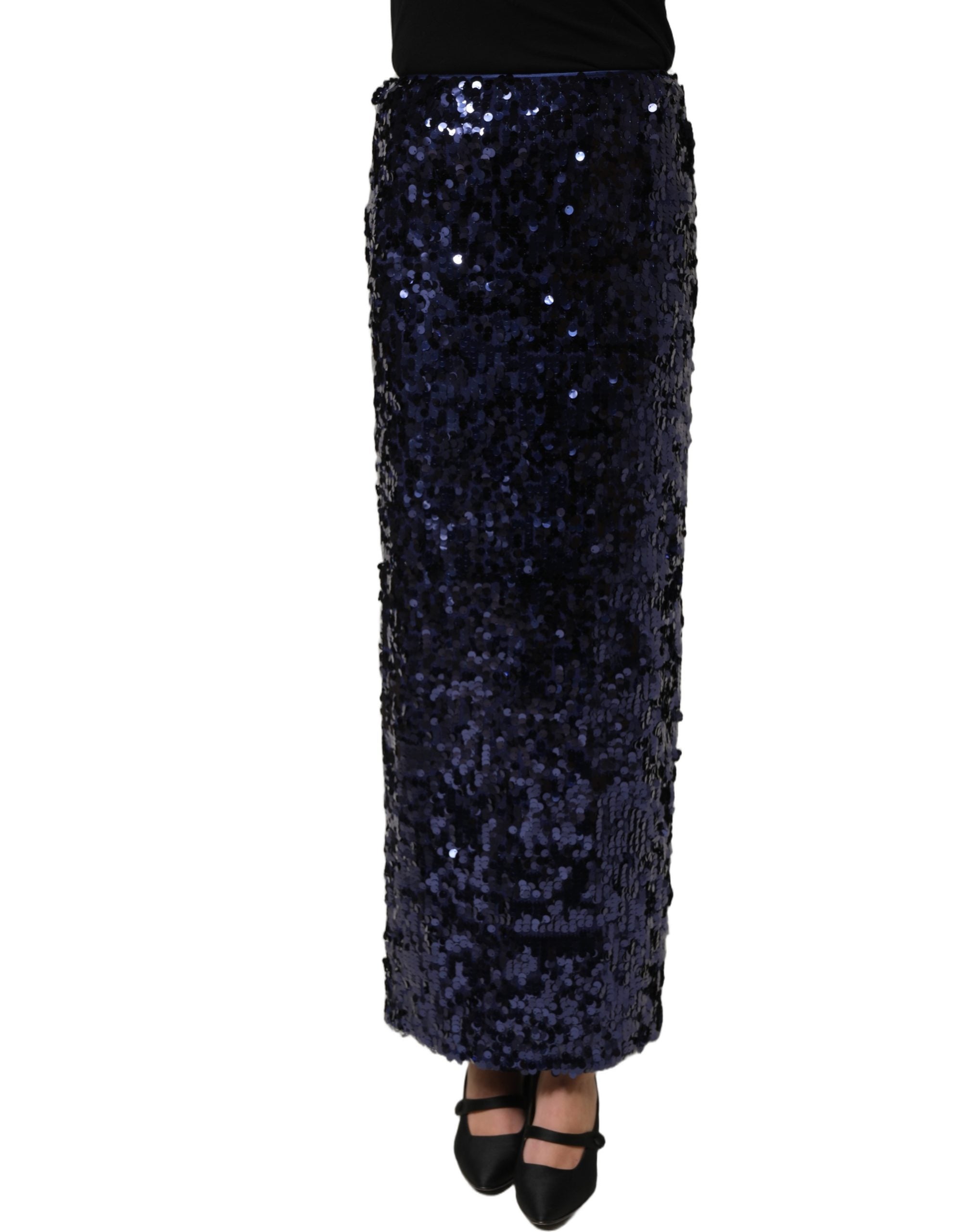 Dolce & Gabbana Dolce & Gabbana Blue Sequin High Waist PencilCut Midi Women's Skirt