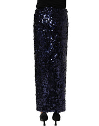 Dolce & Gabbana Dolce & Gabbana Blue Sequin High Waist PencilCut Midi Women's Skirt