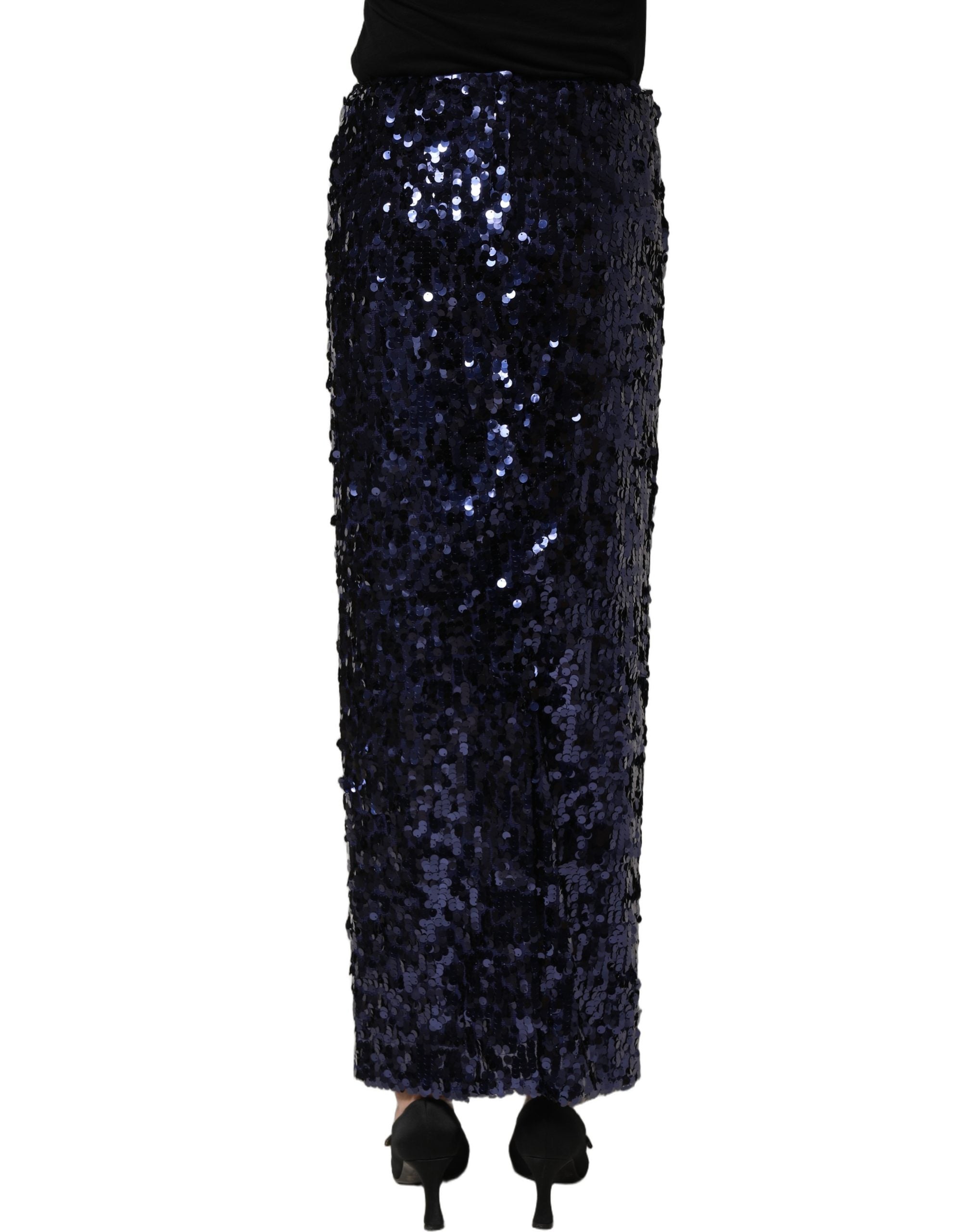 Dolce & Gabbana Dolce & Gabbana Blue Sequin High Waist PencilCut Midi Women's Skirt