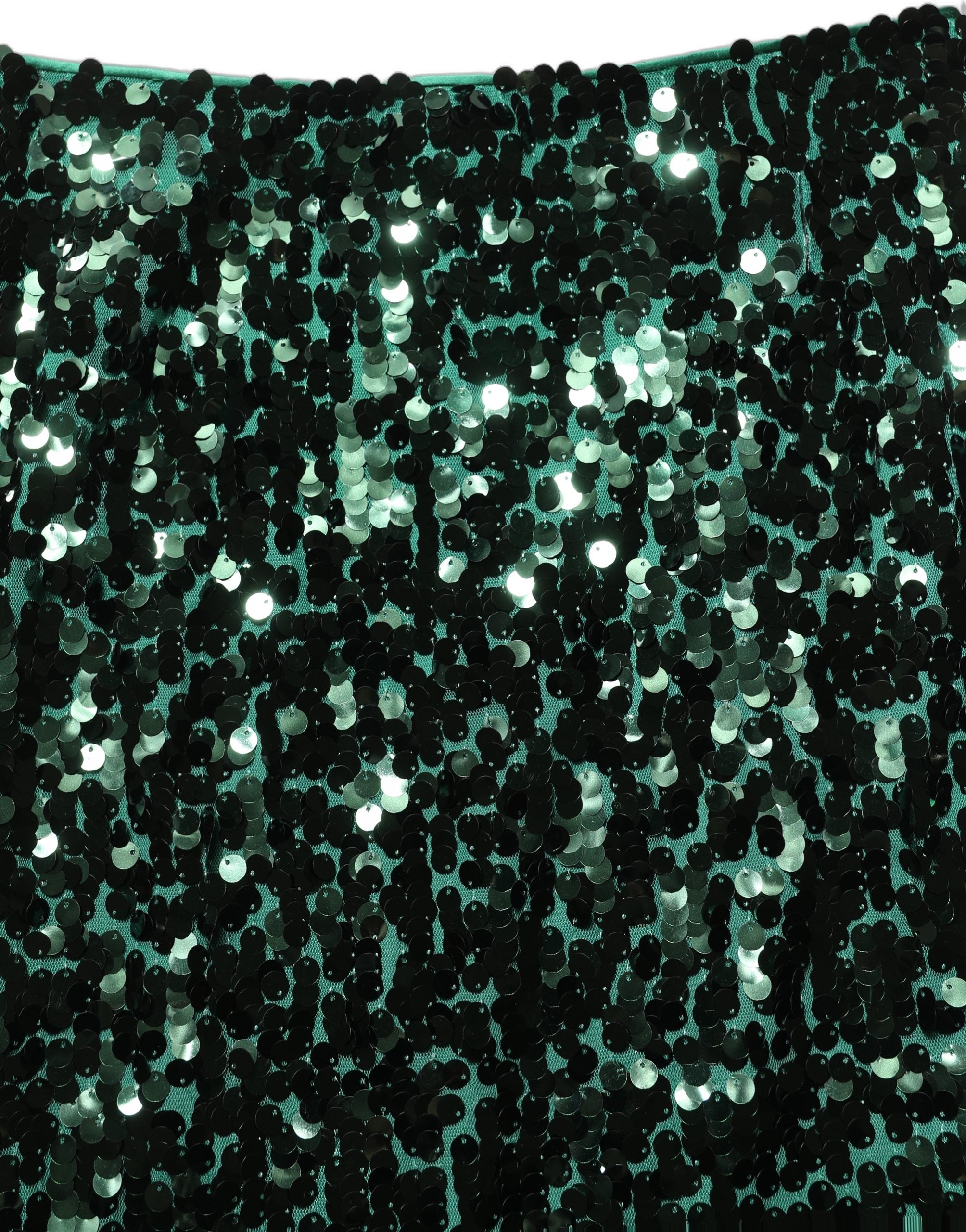 Dolce & Gabbana Dolce & Gabbana Green Sequin High Waist Pencil Cut Midi Women's Skirt