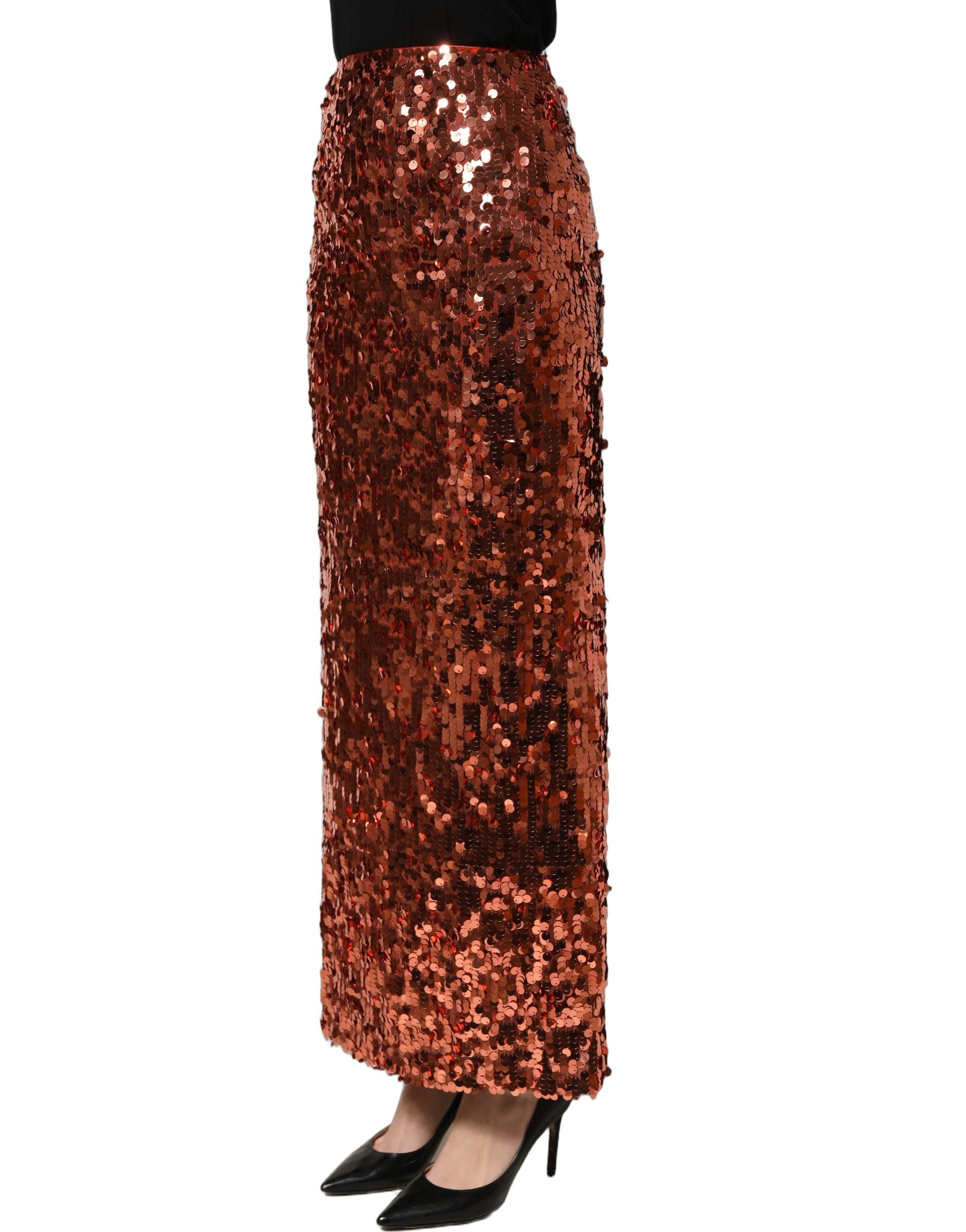 Dolce & Gabbana Dolce & Gabbana Bronze Sequin HighWaist PencilCut Midi Women's Skirt