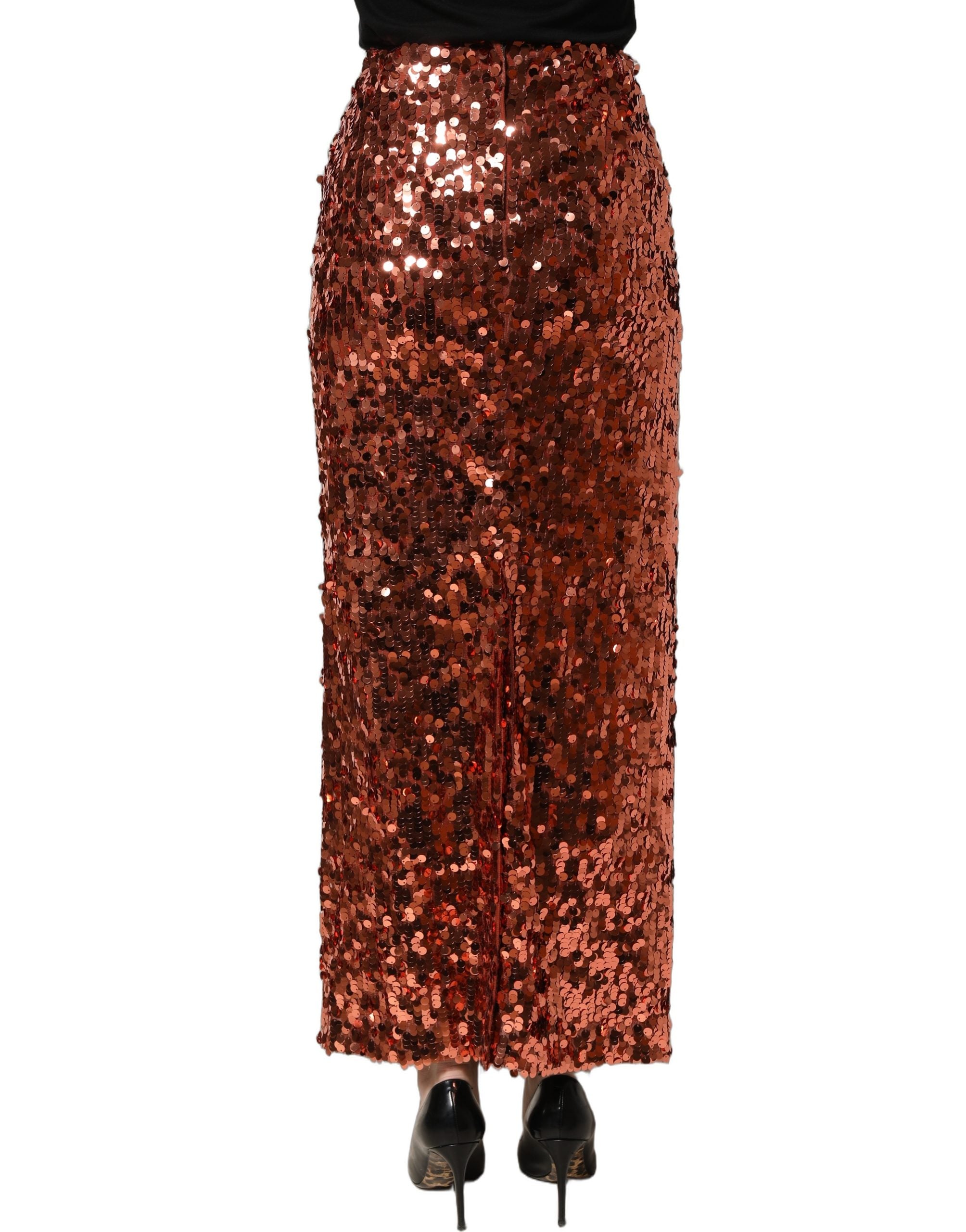 Dolce & Gabbana Dolce & Gabbana Bronze Sequin HighWaist PencilCut Midi Women's Skirt
