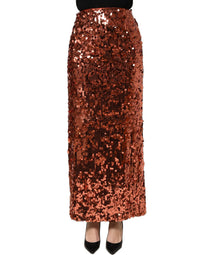 Dolce & Gabbana Dolce & Gabbana Bronze Sequin HighWaist PencilCut Midi Women's Skirt